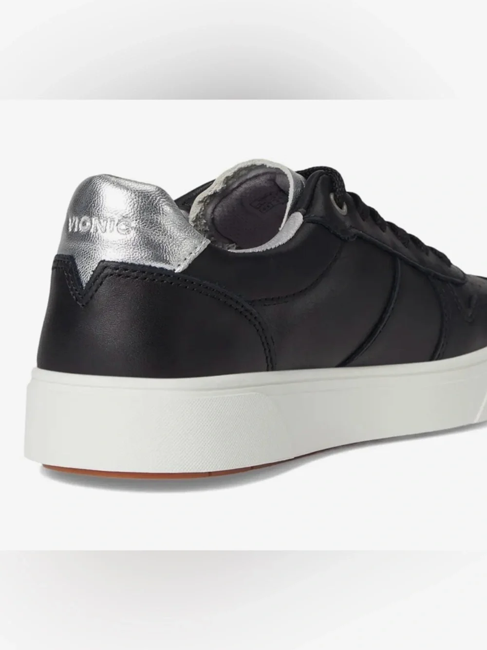 Women’s Vionic Kimmie Court Sneaker Black & Silver Leather 11W - Picture 5 of 16